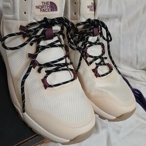 The North Face Women's Activist Future Light Cream And Purple Hiking Shoes